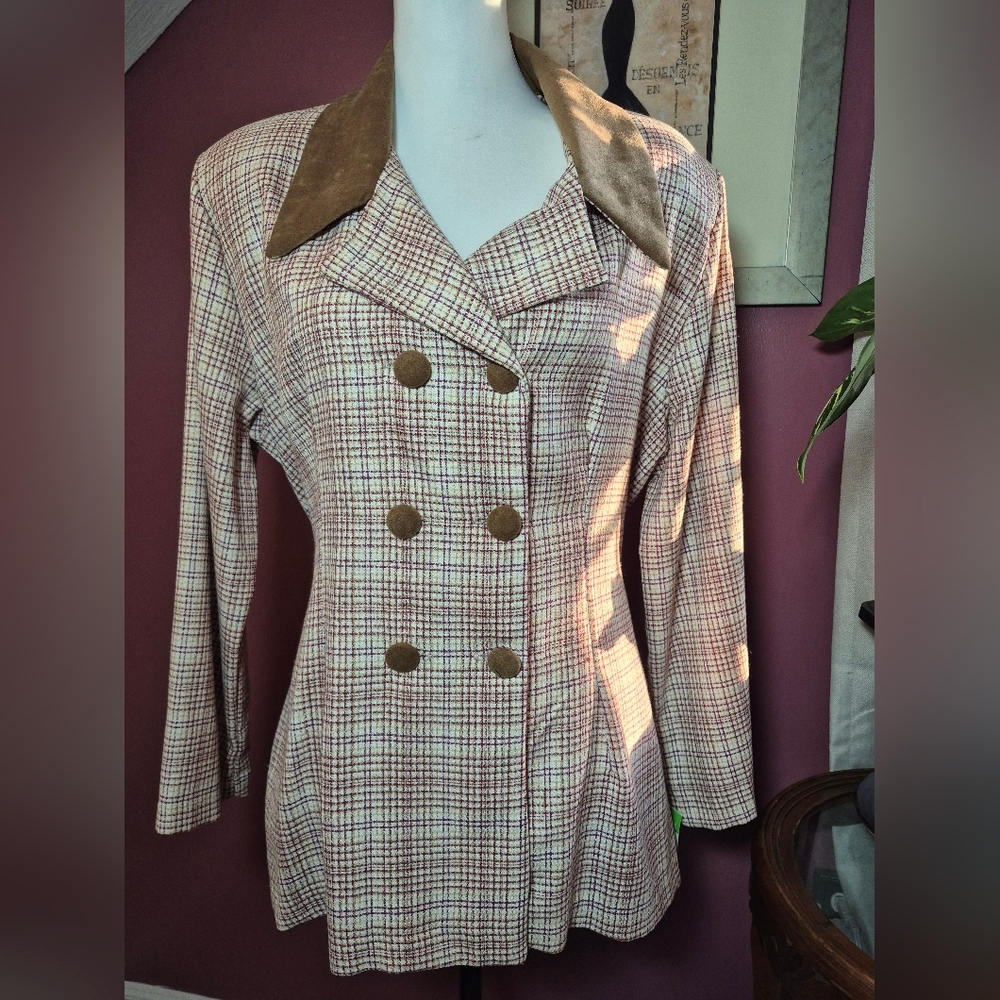 Vintage! Juuly Fashion Plaid Double-Breasted Women's Jacket - Size XL - Picture 2 of 6